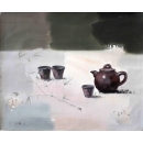 茶壺與杯子-油畫-y14305 畫作系列 - 油畫 - 油畫靜物